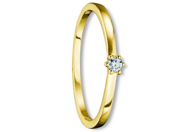 ONE ELEMENT Diamantring 0.05 ct Diamant Brillant Ring aus 585 Gelbgold, Fein gearbeitet – edle Brillanz mit Diamantbesatz von ONE ELEMENT