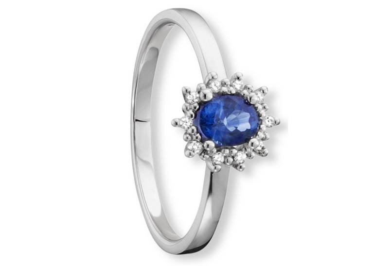 ONE ELEMENT Diamantring 0.05 ct Diamant Brillant Safir Ring aus 585 Weißgold, Klassische Eleganz – veredelt mit funkelndem Diamantbesatz von ONE ELEMENT