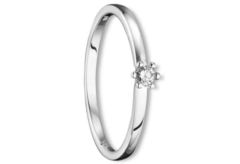 ONE ELEMENT Diamantring 0.07 ct Diamant Brillant Ring aus 585 Weißgold, Fein gearbeitet – edle Brillanz mit Diamantbesatz von ONE ELEMENT