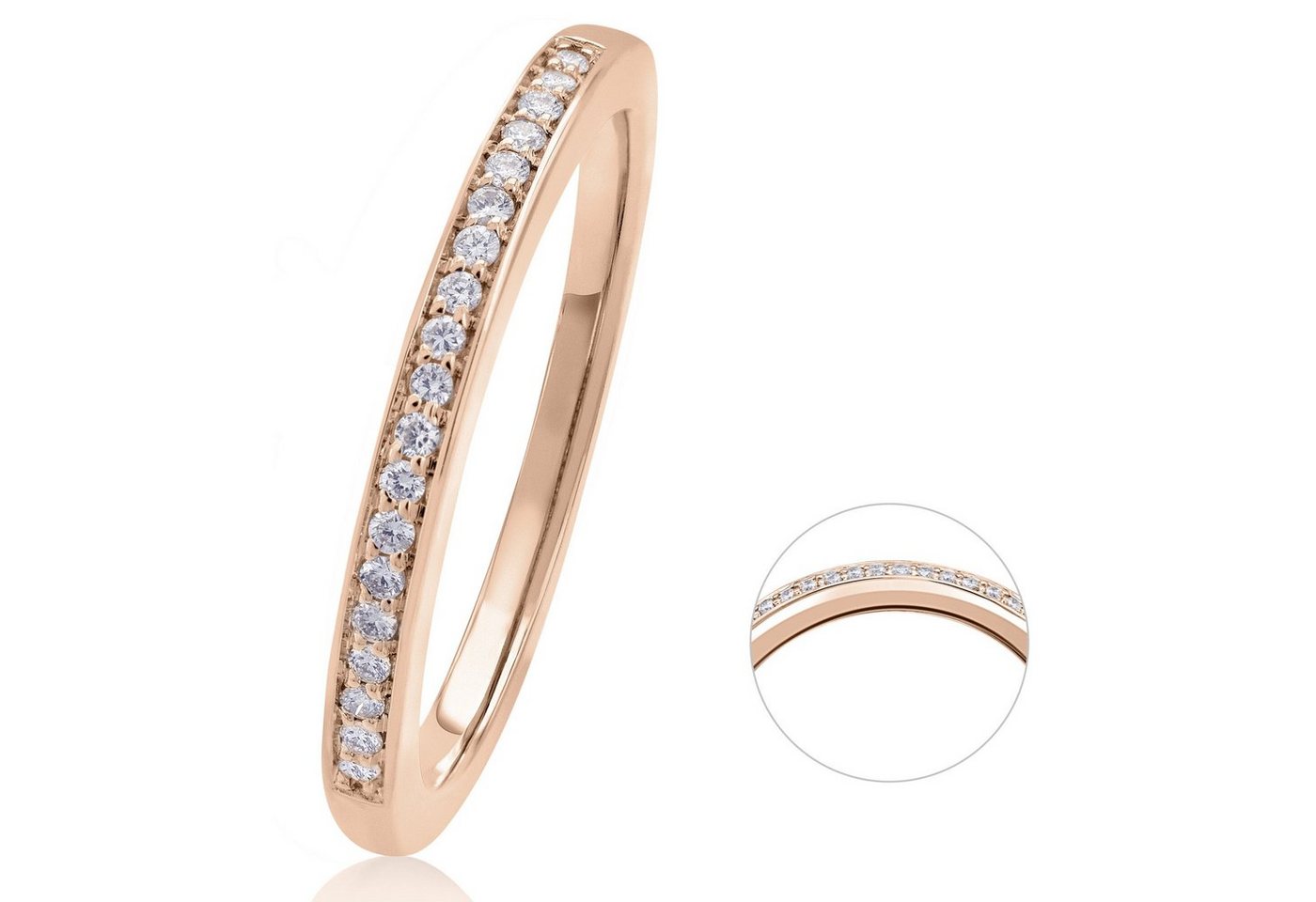 ONE ELEMENT Diamantring 0.09 ct Diamant Brillant Memoire Ring 585 Rotgold, Damen Gold Schmuck Memoire von ONE ELEMENT