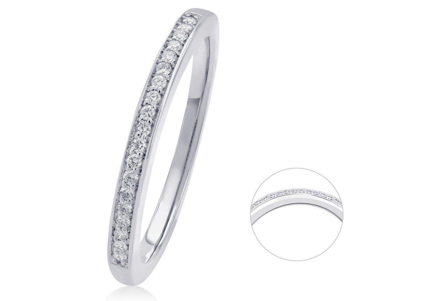 ONE ELEMENT Diamantring 0.09 ct Diamant Brillant Memoire Ring aus 585 Weißgold, Damen Gold Schmuck Memoire von ONE ELEMENT