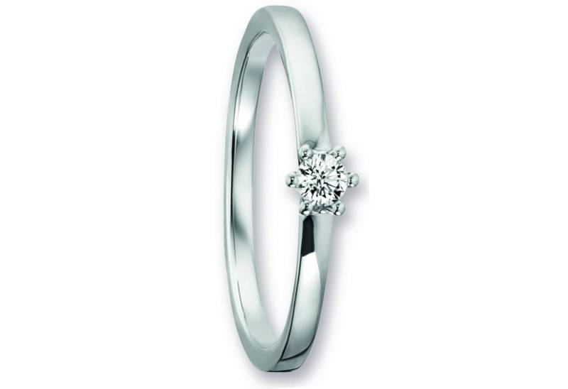 ONE ELEMENT Diamantring 0.09 ct Diamant Brillant Ring aus 585 Weißgold, Fein gearbeitet – edle Brillanz mit Diamantbesatz von ONE ELEMENT