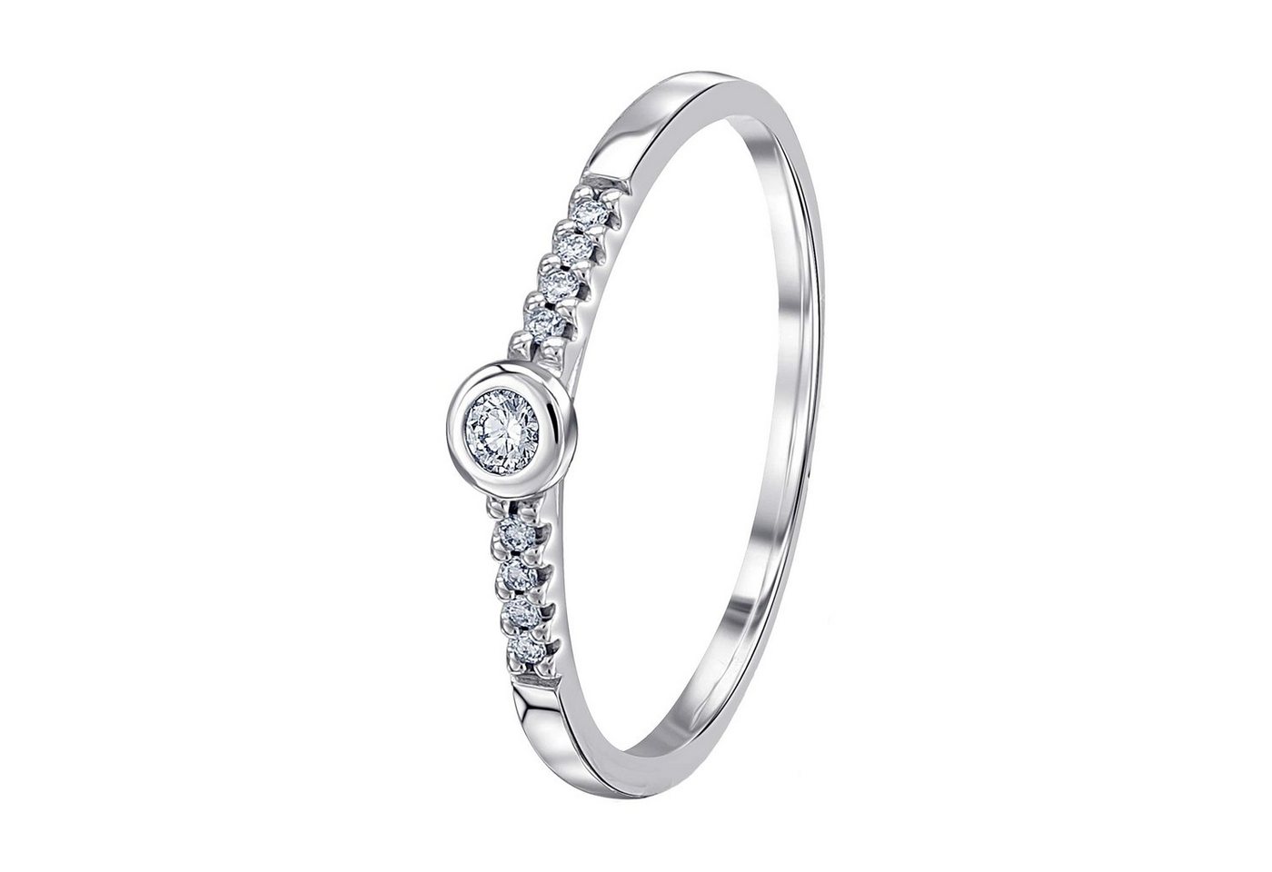 ONE ELEMENT Diamantring 0.1 ct Diamant Brillant Memoire 0.1 ct Diamant Brillant Memoire, mit Center Ring – aus 585 Weißgold von ONE ELEMENT