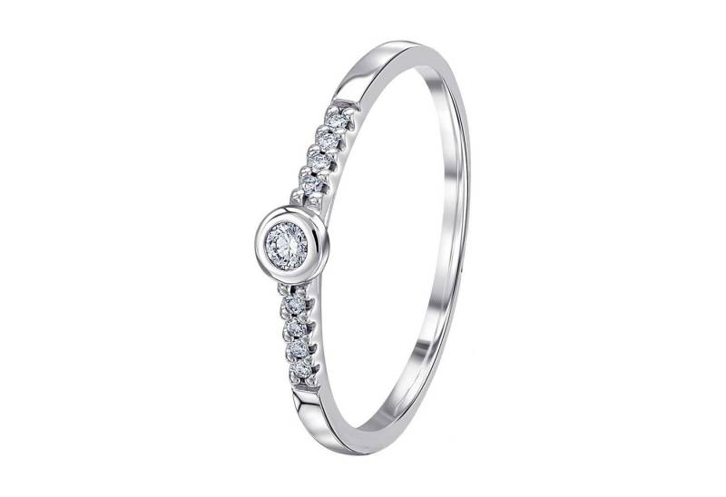ONE ELEMENT Diamantring 0.1 ct Diamant Brillant Memoire 0.1 ct Diamant Brillant Memoire, mit Center Ring – aus 585 Weißgold von ONE ELEMENT