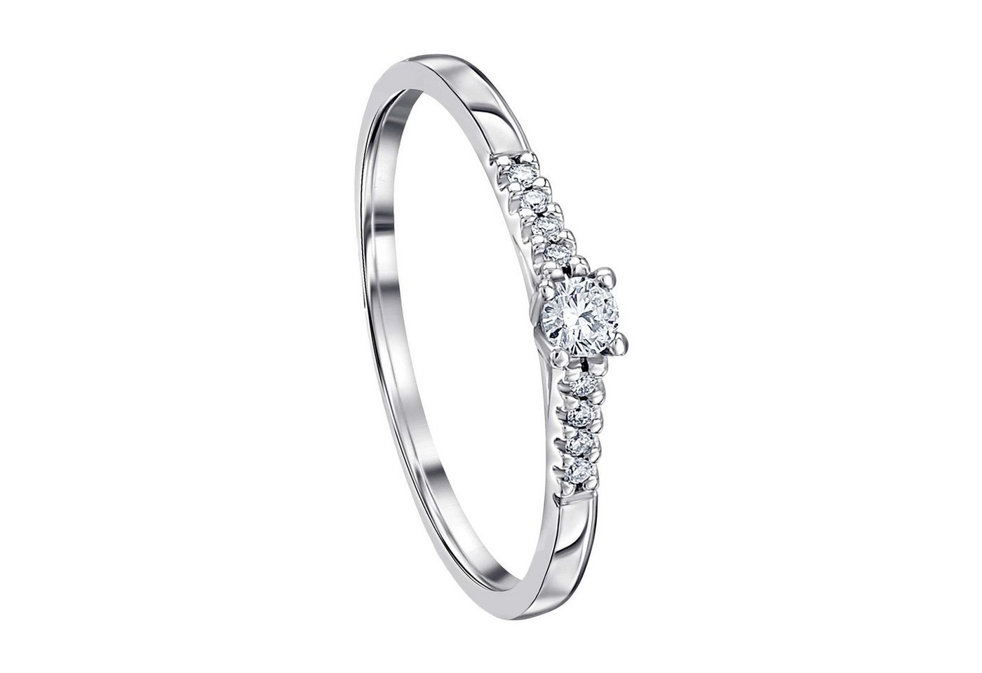 ONE ELEMENT Diamantring 0.1 ct Diamant Brillant Memoire 0.1 ct Diamant Brillant Memoire, mit Center Ring – aus 585 Weißgold von ONE ELEMENT