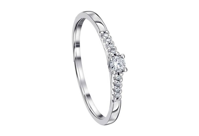 ONE ELEMENT Diamantring 0.1 ct Diamant Brillant Memoire 0.1 ct Diamant Brillant Memoire, mit Center Ring – aus 585 Weißgold von ONE ELEMENT