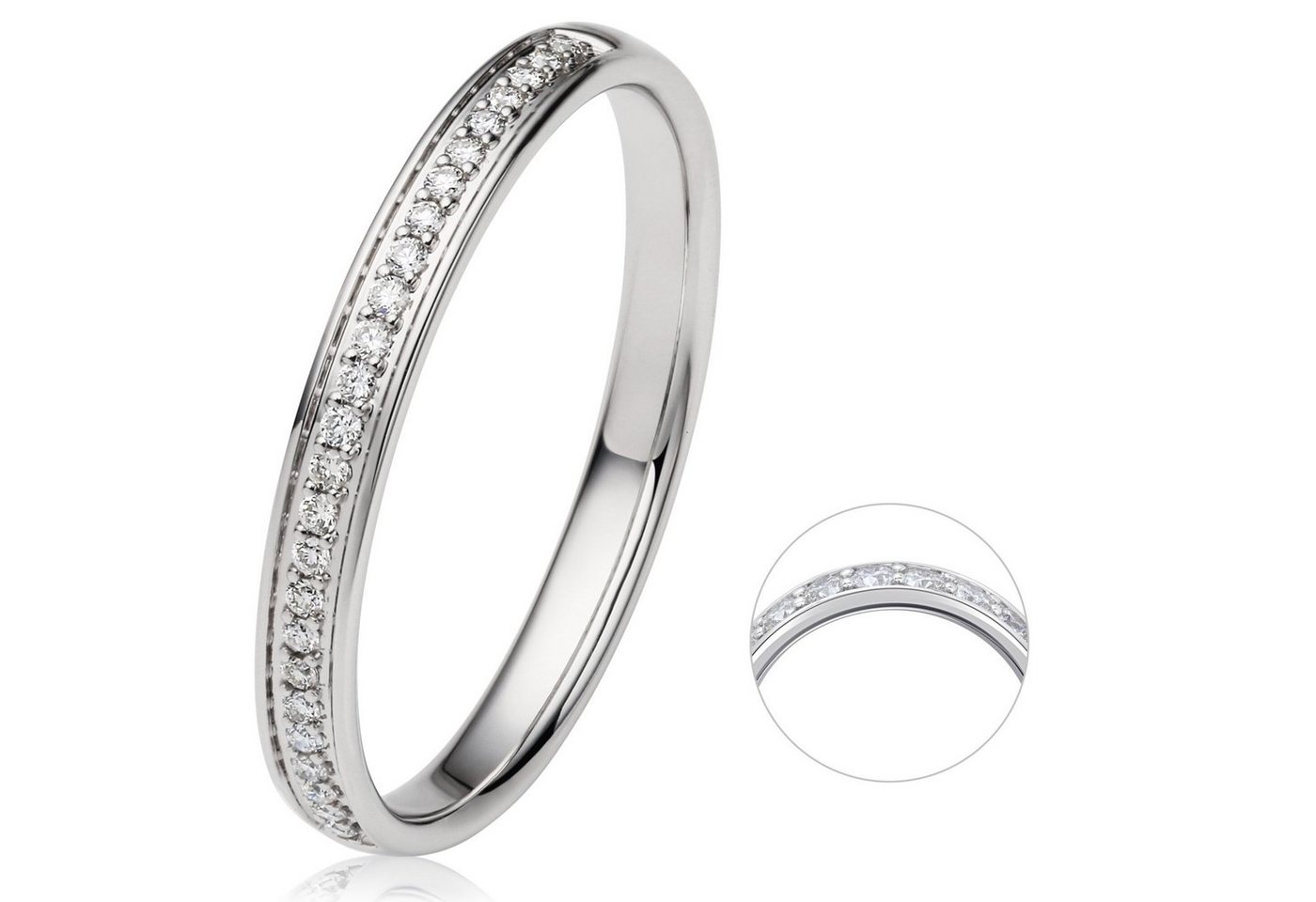 ONE ELEMENT Diamantring 0.1 ct Diamant Brillant Memoire Ring aus 585 Weißgold, Damen Gold Schmuck Memoire von ONE ELEMENT