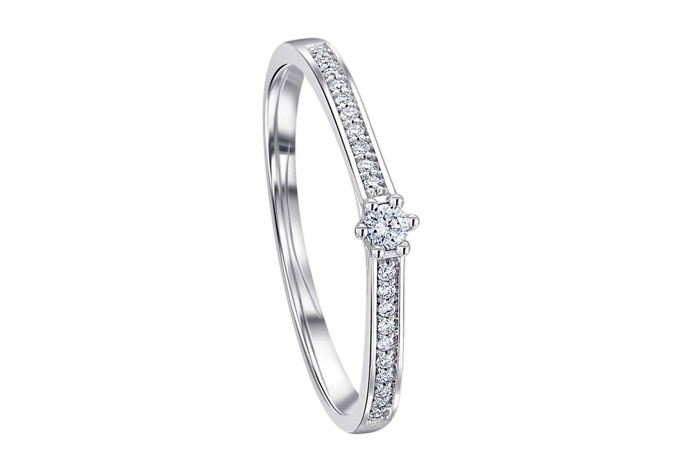 ONE ELEMENT Diamantring 0.1 ct Diamant Brillant Memoire mit Center Ring aus 585 Weißgold, Sanfte Brillanz – Diamantveredelung für ein wertiges Finish von ONE ELEMENT