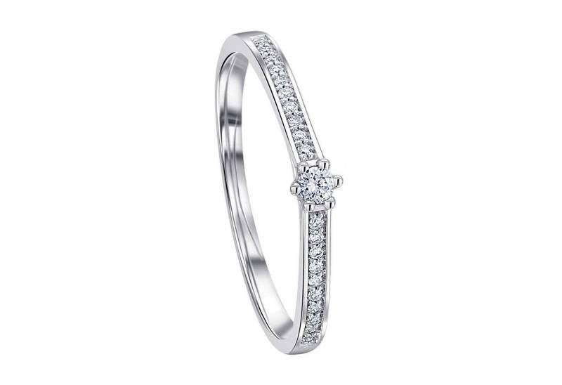 ONE ELEMENT Diamantring 0.1 ct Diamant Brillant Memoire mit Center Ring aus 585 Weißgold, Sanfte Brillanz – Diamantveredelung für ein wertiges Finish von ONE ELEMENT