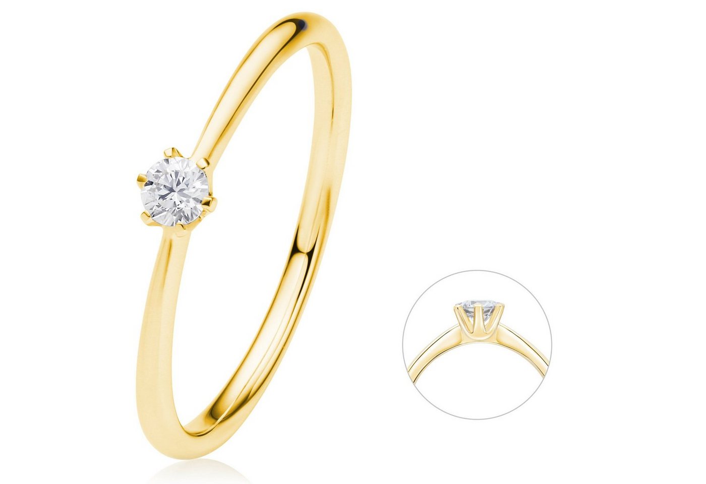 ONE ELEMENT Diamantring 0.1 ct Diamant Brillant Ring aus 585 Gelbgold, Damen Gold Schmuck von ONE ELEMENT