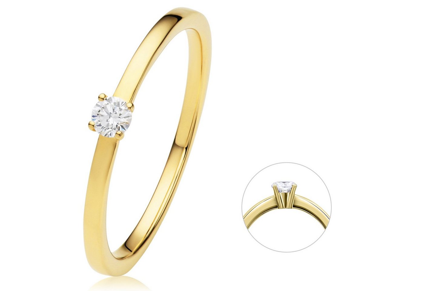 ONE ELEMENT Diamantring 0.1 ct Diamant Brillant Ring aus 585 Gelbgold, Damen Gold Schmuck von ONE ELEMENT