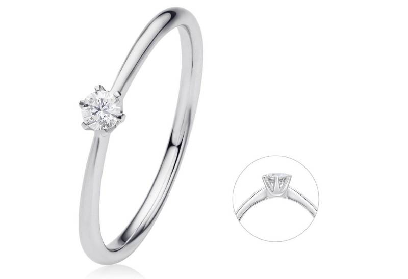 ONE ELEMENT Diamantring 0.1 ct Diamant Brillant Ring aus 585 Weißgold, Damen Gold Schmuck von ONE ELEMENT