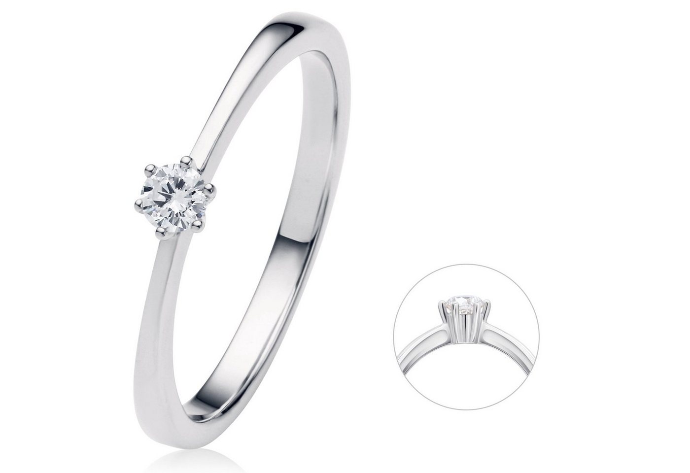 ONE ELEMENT Diamantring 0.1 ct Diamant Brillant Ring aus 585 Weißgold, Feine Handarbeit – Diamantdetails für ein edles Leuchten von ONE ELEMENT