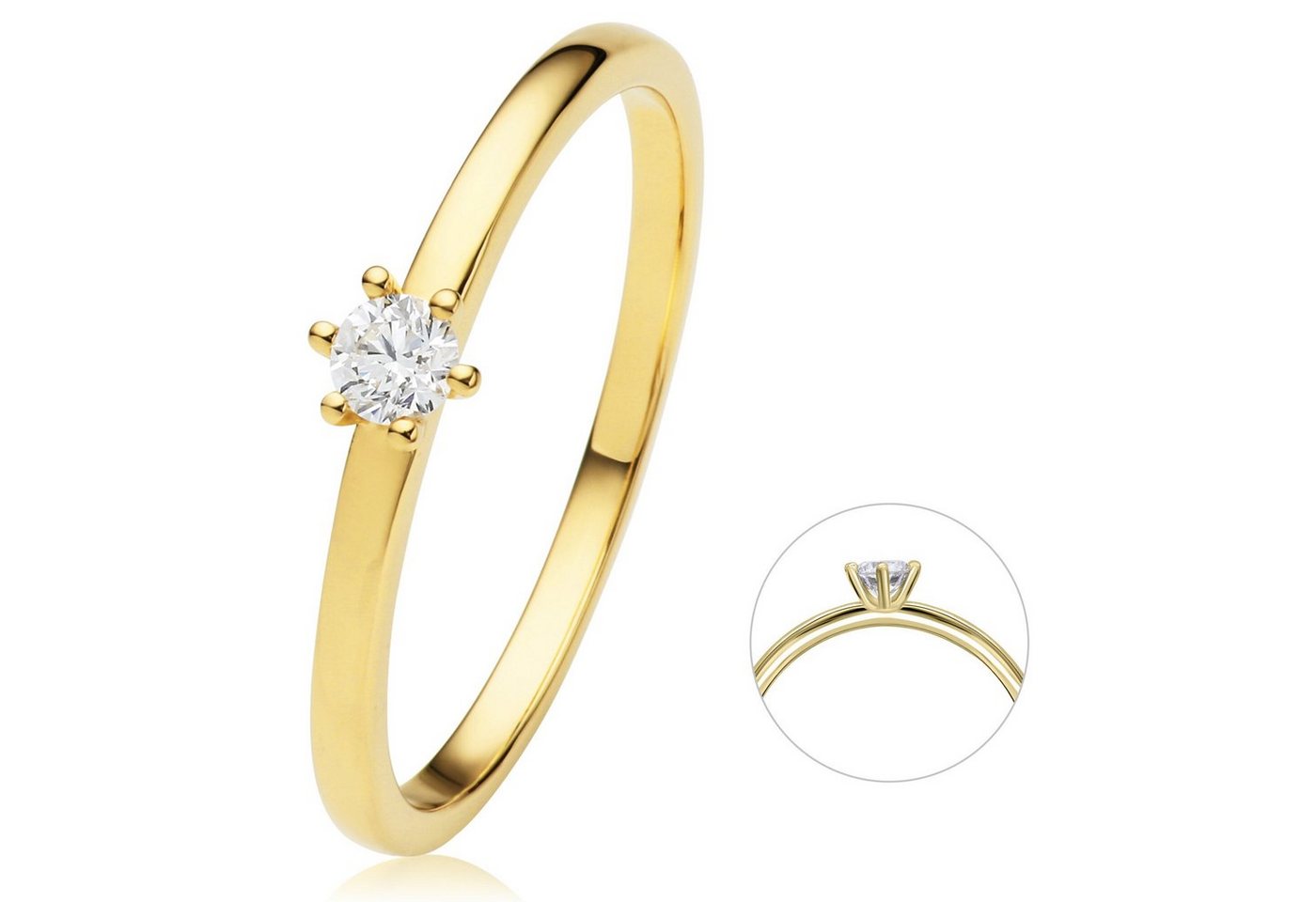 ONE ELEMENT Diamantring 0.1 ct Diamant Brillant Ring aus 750 Gelbgold, Damen Gold Schmuck von ONE ELEMENT