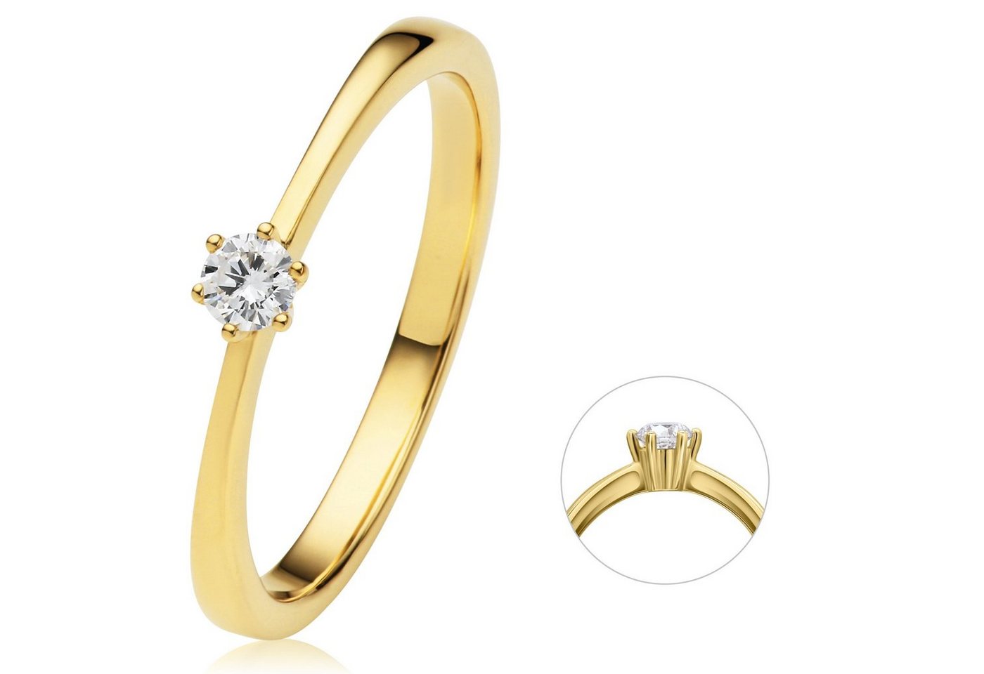 ONE ELEMENT Diamantring 0.1 ct Diamant Brillant Ring aus 750 Gelbgold, Damen Gold Schmuck von ONE ELEMENT