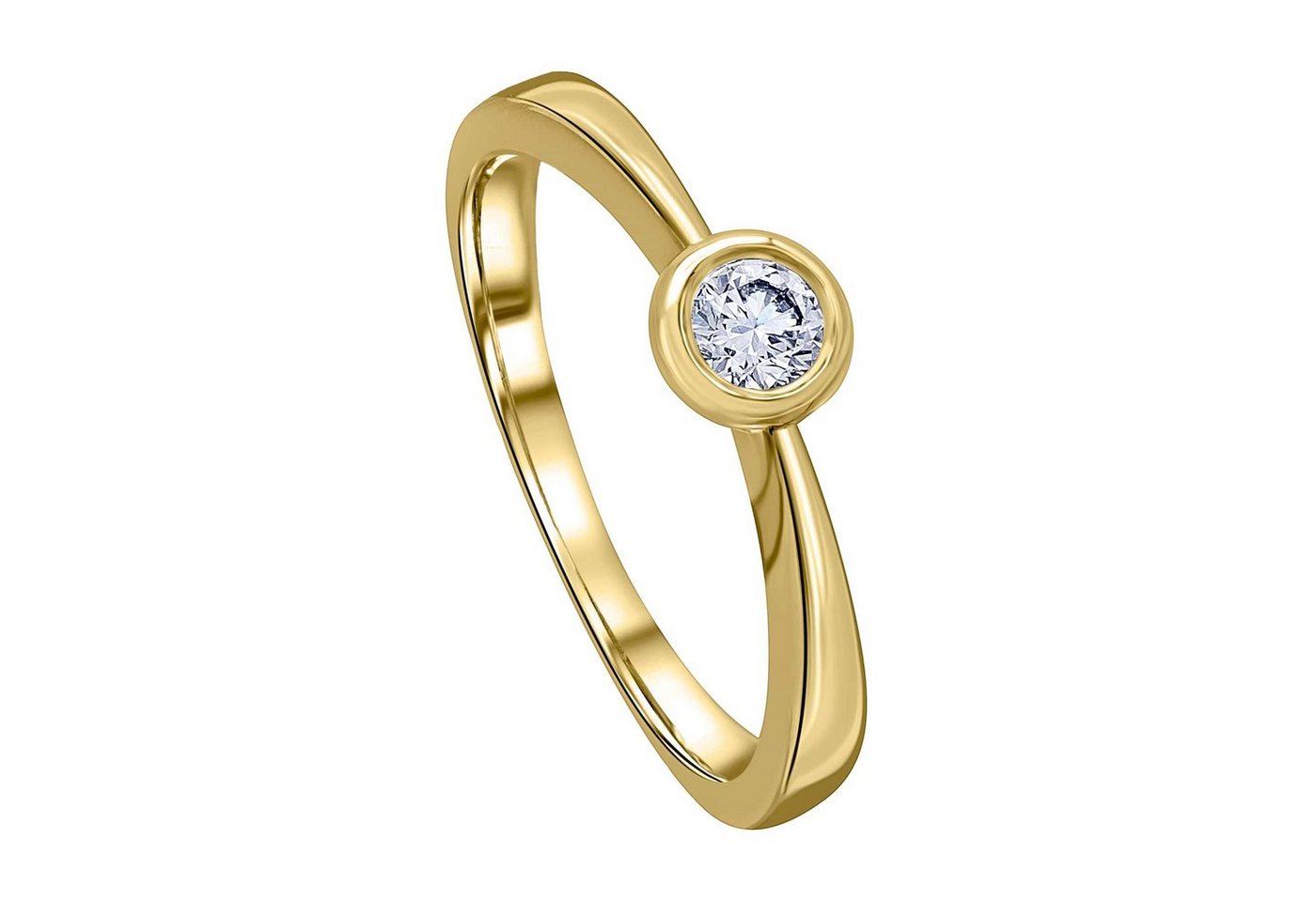 ONE ELEMENT Diamantring 0.1 ct Diamant Brillant Zarge Ring aus 585 Gelbgold, Damen Gold Schmuck Zarge von ONE ELEMENT