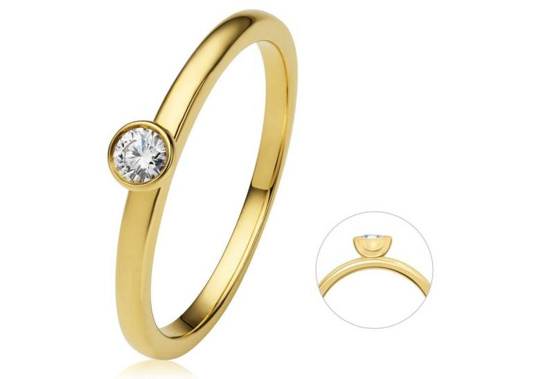 ONE ELEMENT Diamantring 0.1 ct Diamant Brillant Zarge Ring aus 585 Gelbgold, Zeitlos elegant – mit Liebe zum Detail gefertigt von ONE ELEMENT