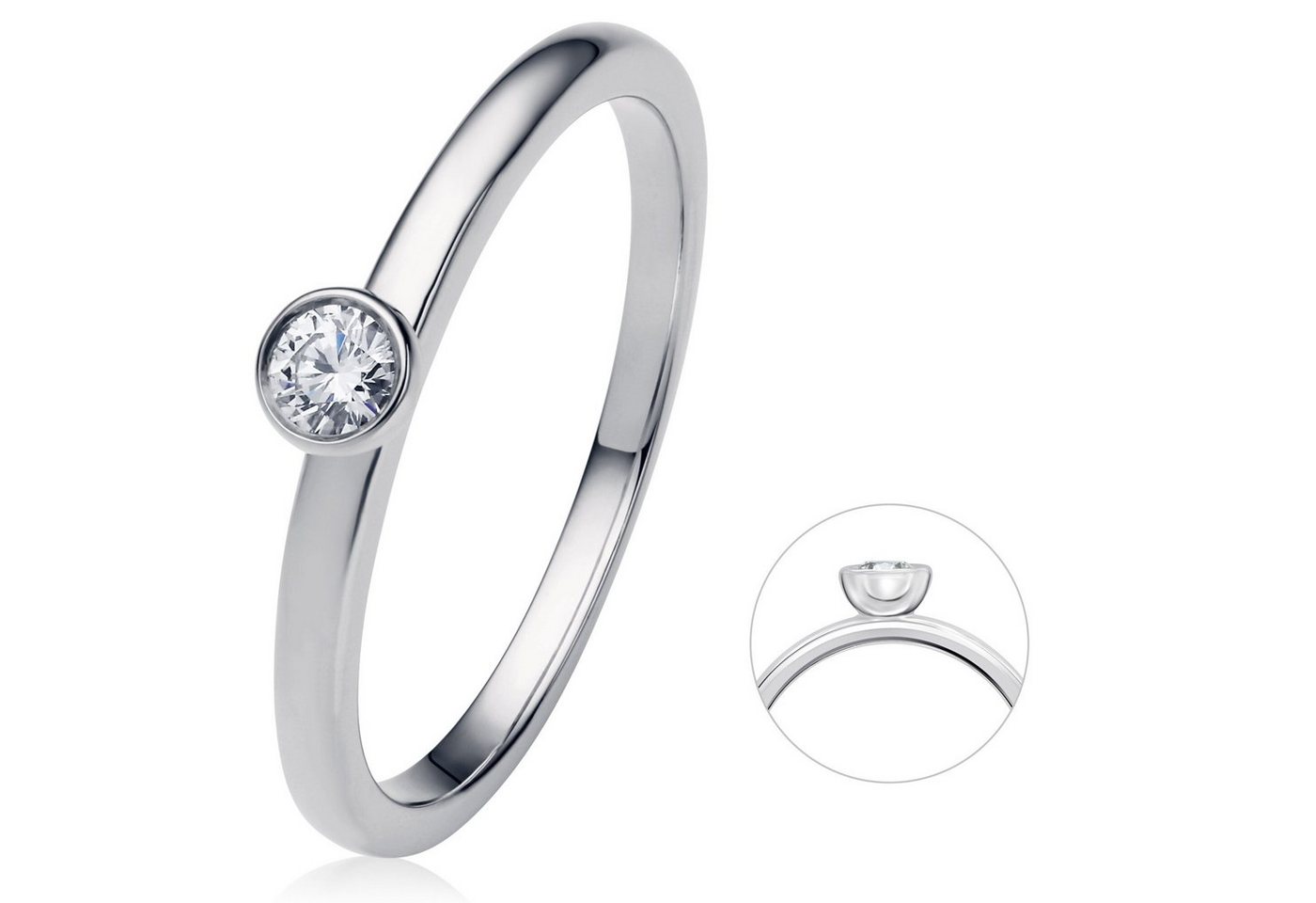 ONE ELEMENT Diamantring 0.1 ct Diamant Brillant Zarge Ring aus 950 Platin, Damen Platin Schmuck Zarge von ONE ELEMENT