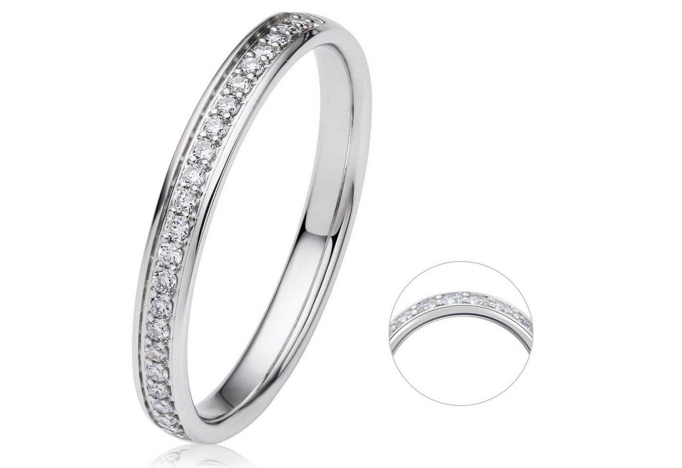 ONE ELEMENT Diamantring 0.15 ct Diamant Brillant Memoire Ring aus 585 Weißgold, Klassische Eleganz – veredelt mit funkelndem Diamantbesatz von ONE ELEMENT