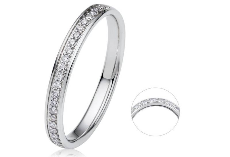 ONE ELEMENT Diamantring 0.15 ct Diamant Brillant Memoire Ring aus 585 Weißgold, Klassische Eleganz – veredelt mit funkelndem Diamantbesatz von ONE ELEMENT