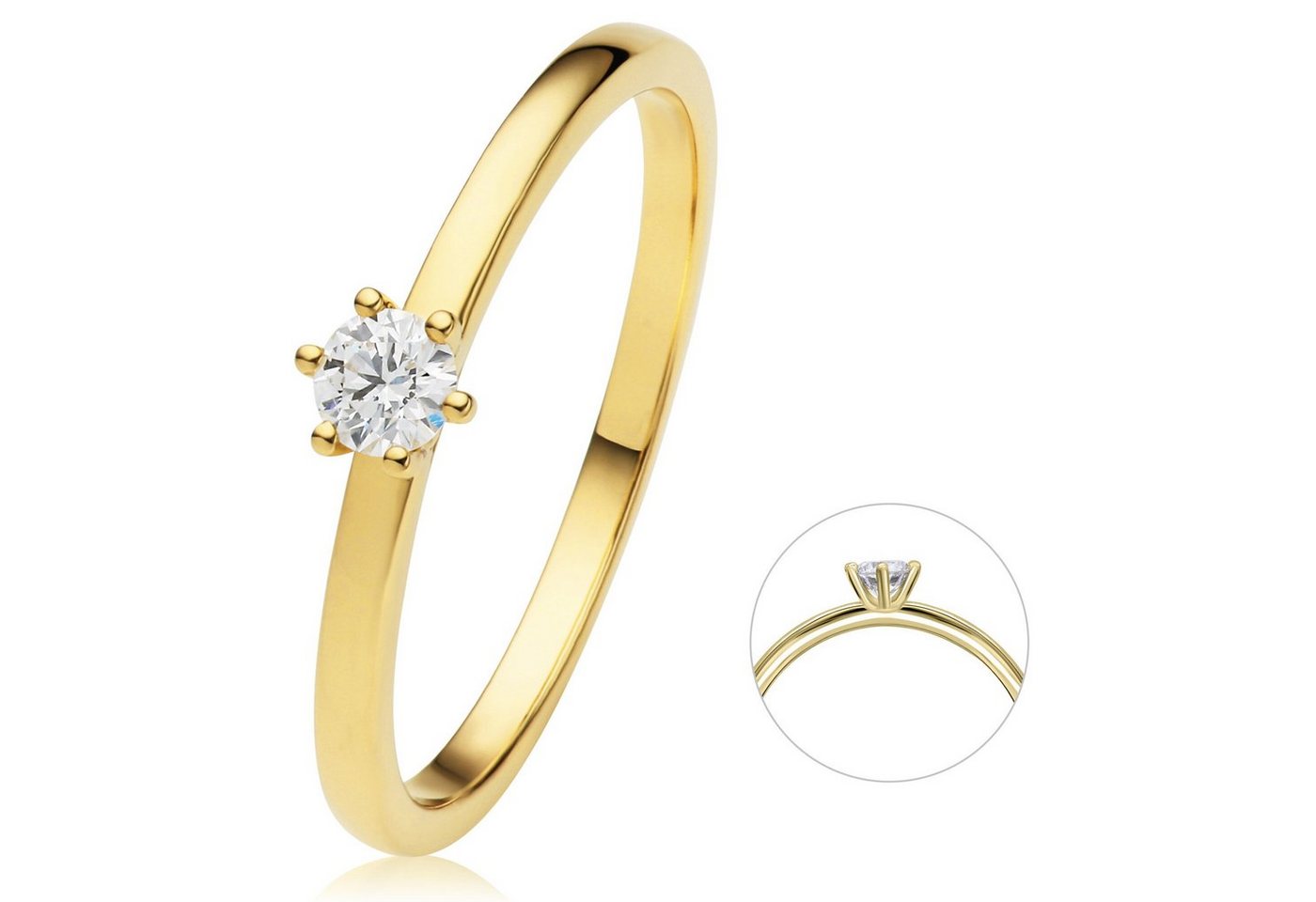 ONE ELEMENT Diamantring 0.15 ct Diamant Brillant Ring aus 585 Gelbgold, Damen Gold Schmuck von ONE ELEMENT