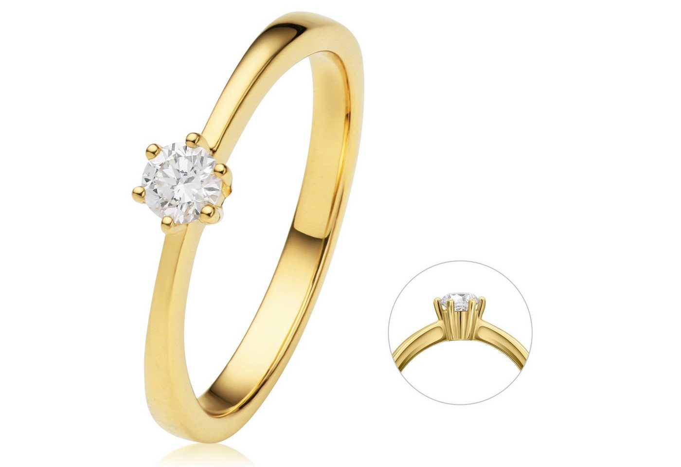 ONE ELEMENT Diamantring 0.15 ct Diamant Brillant Ring aus 585 Gelbgold, Stilvoll zurückhaltend – Diamantakzente mit ruhiger Eleganz von ONE ELEMENT