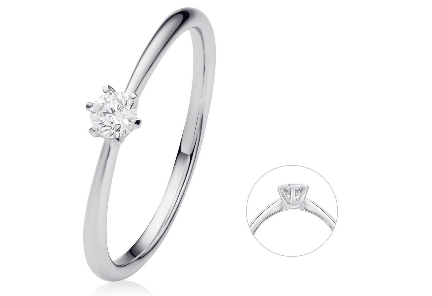 ONE ELEMENT Diamantring 0.15 ct Diamant Brillant Ring aus 585 Weißgold, Elegant & beständig – Diamantdetails mit feinem Funkeln von ONE ELEMENT