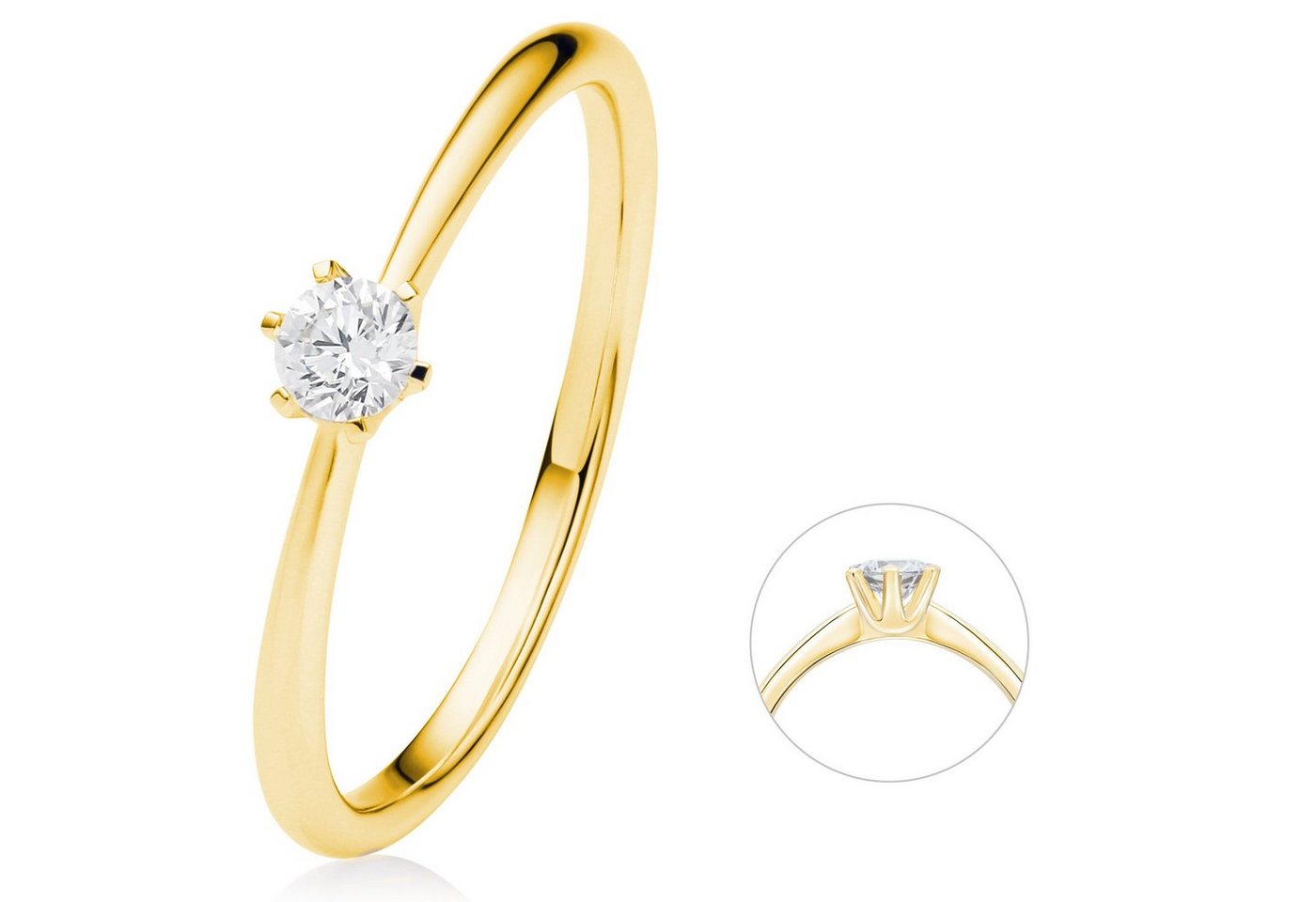 ONE ELEMENT Diamantring 0.15 ct Diamant Brillant Ring aus 750 Gelbgold, Damen Gold Schmuck von ONE ELEMENT