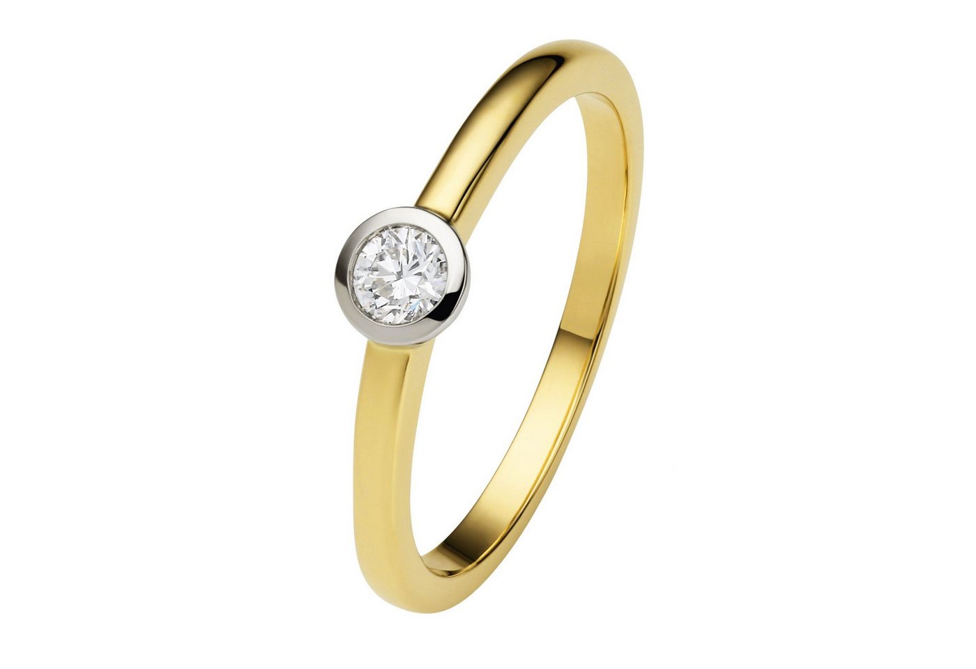 ONE ELEMENT Diamantring 0.15 ct Diamant Brillant Zarge Ring aus 585 Gelbgold, Sanfte Linie – unaufdringlich und geschmackvoll von ONE ELEMENT