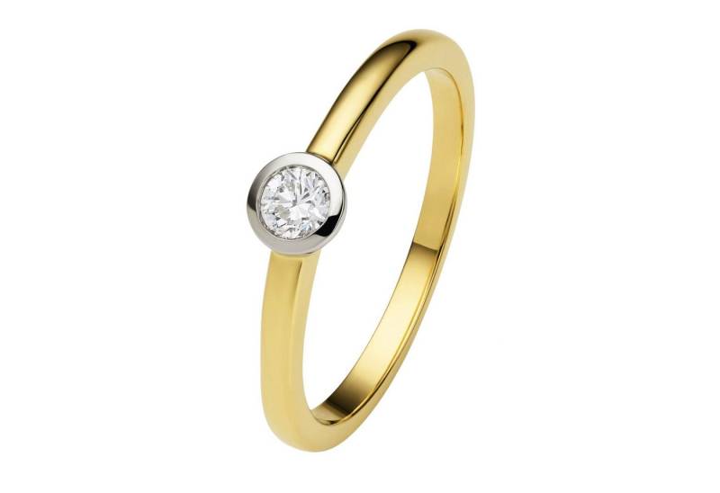 ONE ELEMENT Diamantring 0.15 ct Diamant Brillant Zarge Ring aus 585 Gelbgold, Sanfte Linie – unaufdringlich und geschmackvoll von ONE ELEMENT