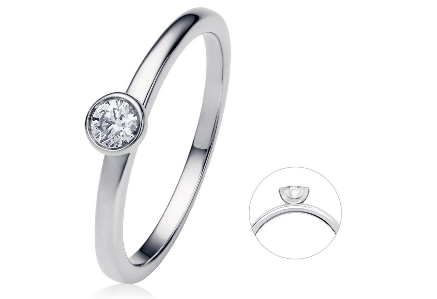 ONE ELEMENT Diamantring 0.15 ct Diamant Brillant Zarge Ring aus 585 Weißgold, Modern & klar – ein Stück für zeitlose Looks von ONE ELEMENT