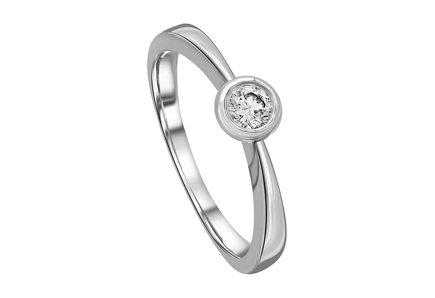 ONE ELEMENT Diamantring 0.15 ct Diamant Brillant Zarge Ring aus 750 Weißgold, Damen Gold Schmuck Zarge von ONE ELEMENT