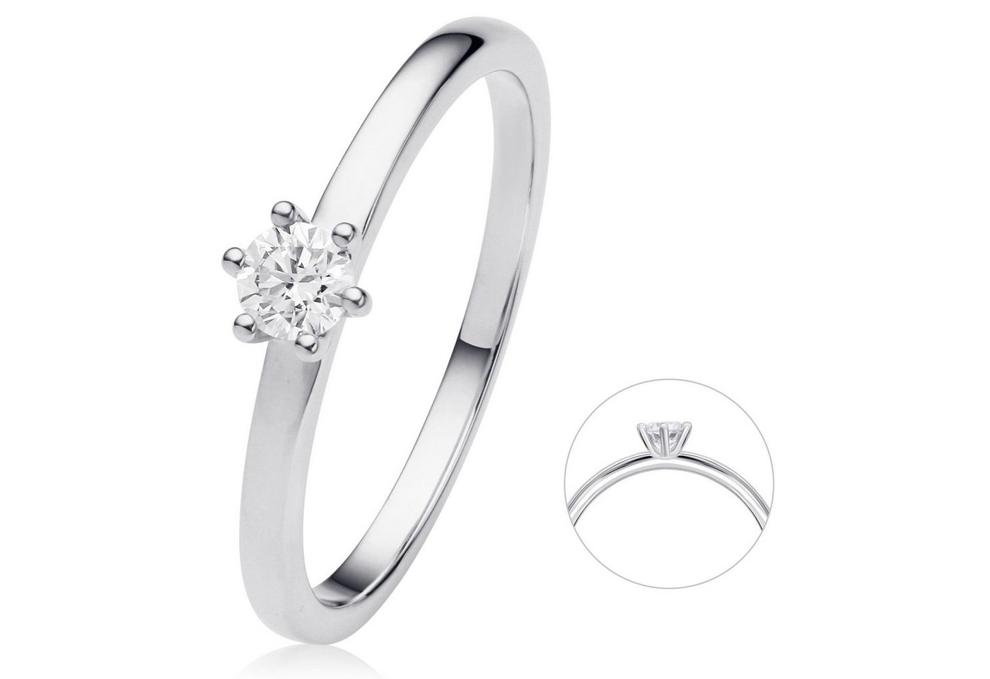 ONE ELEMENT Diamantring 0.2 ct Diamant Brillant Ring aus 585 Weißgold, Damen Gold Schmuck von ONE ELEMENT