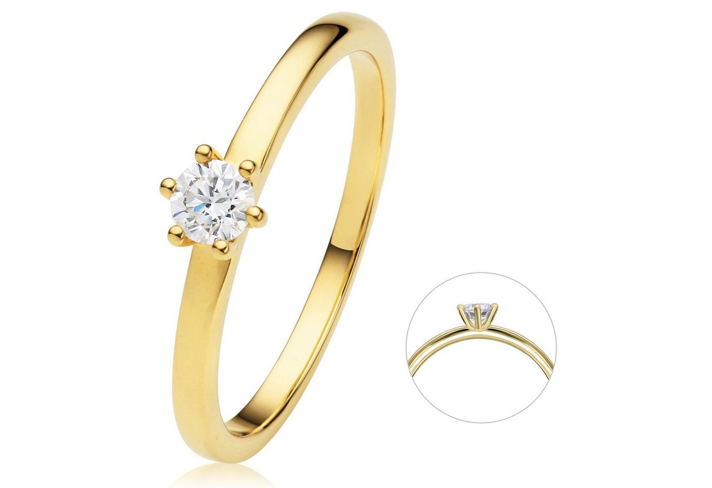 ONE ELEMENT Diamantring 0.2 ct Diamant Brillant Ring aus 750 Gelbgold, Damen Gold Schmuck von ONE ELEMENT