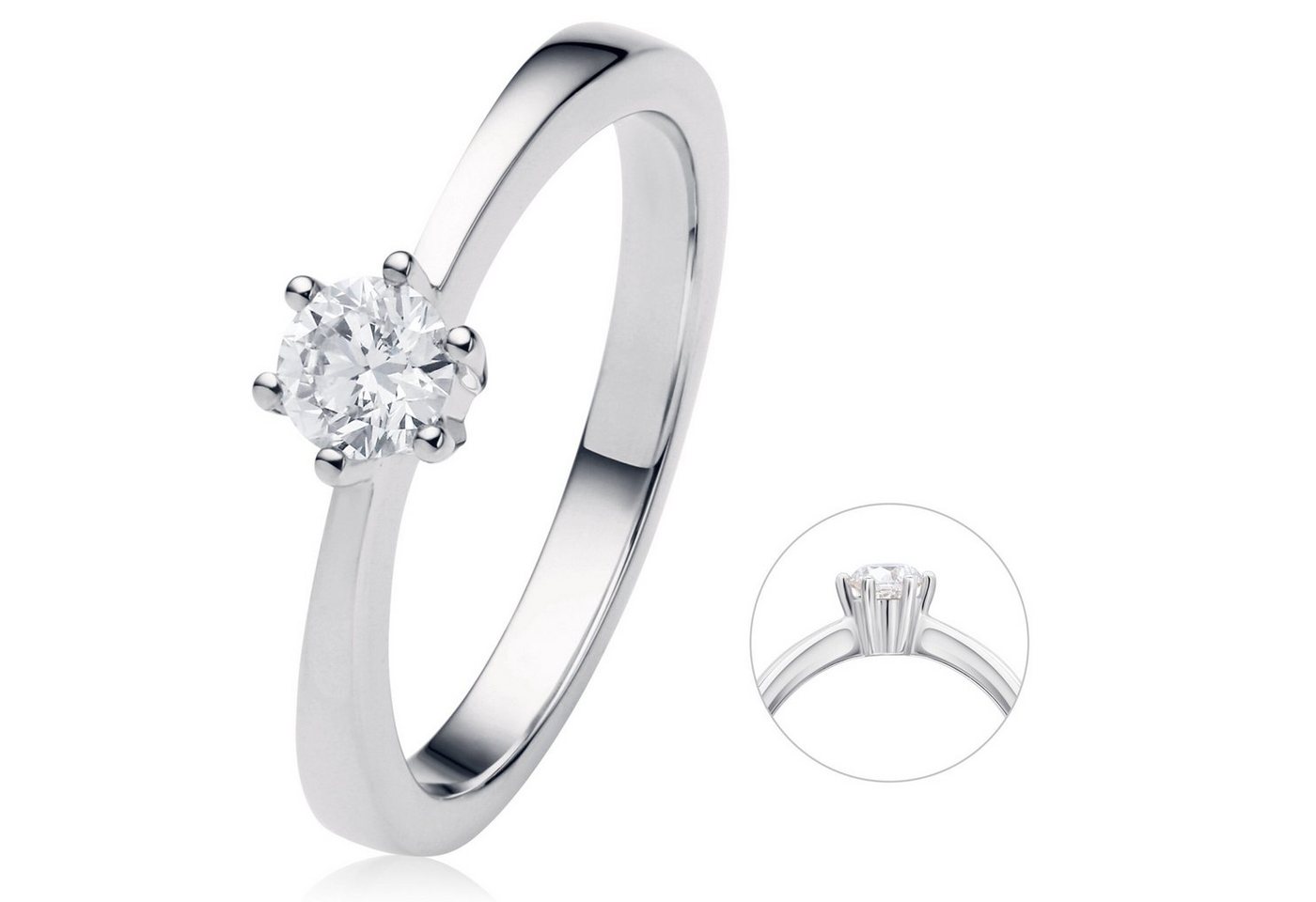 ONE ELEMENT Diamantring 0.25 ct Diamant Brillant Ring aus 585 Weißgold, Dezenter Glanz – Diamantakzente für besondere Momente von ONE ELEMENT