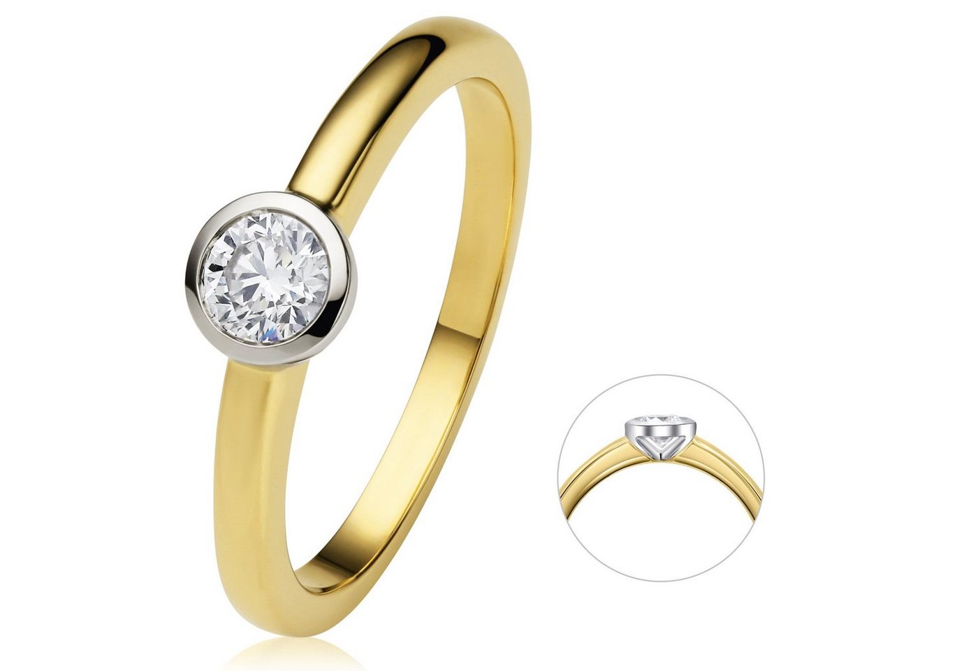 ONE ELEMENT Diamantring 0.25 ct Diamant Brillant Zarge Ring aus 585 Gelbgold, Damen Gold Schmuck Zarge von ONE ELEMENT