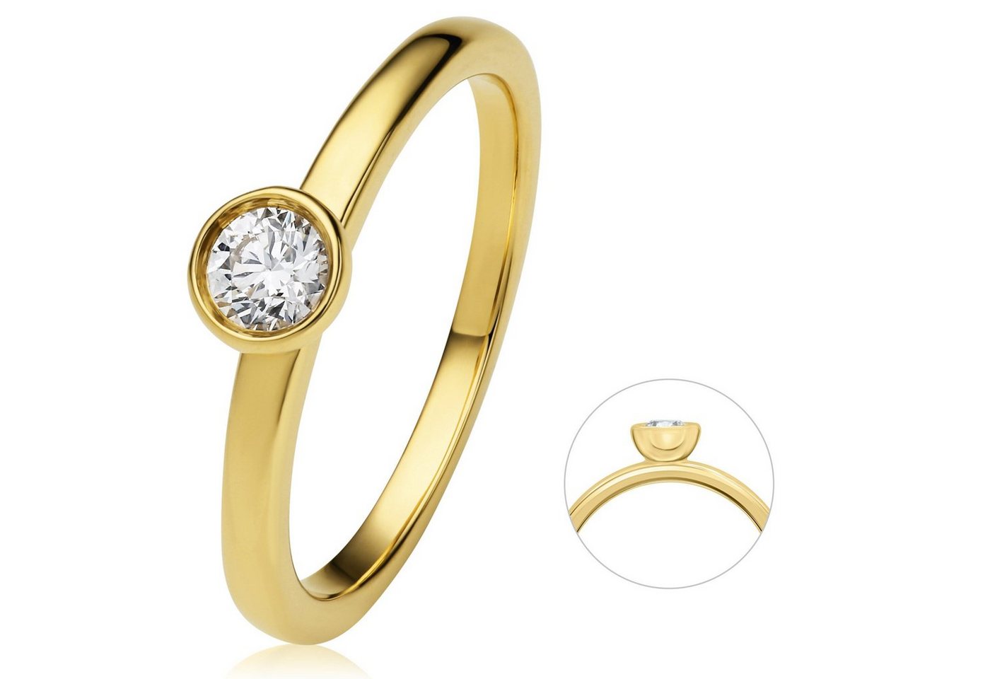 ONE ELEMENT Diamantring 0.25 ct Diamant Brillant Zarge Ring aus 750 Gelbgold, Damen Gold Schmuck Zarge von ONE ELEMENT