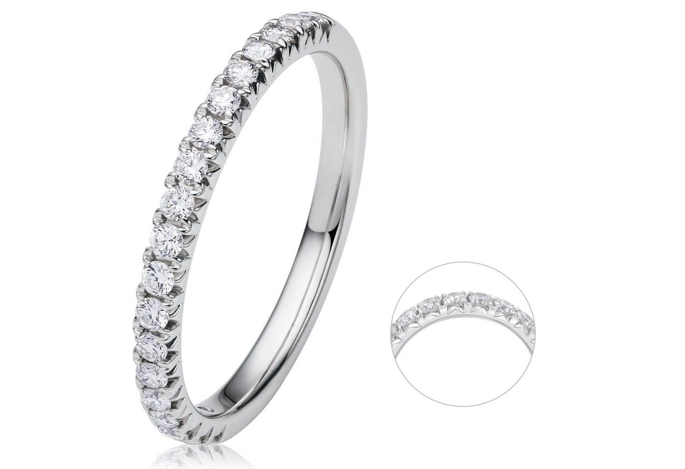 ONE ELEMENT Diamantring 0.33 ct Diamant Brillant Memoire Ring aus 585 Weißgold, Elegant & beständig – Diamantdetails mit feinem Funkeln von ONE ELEMENT