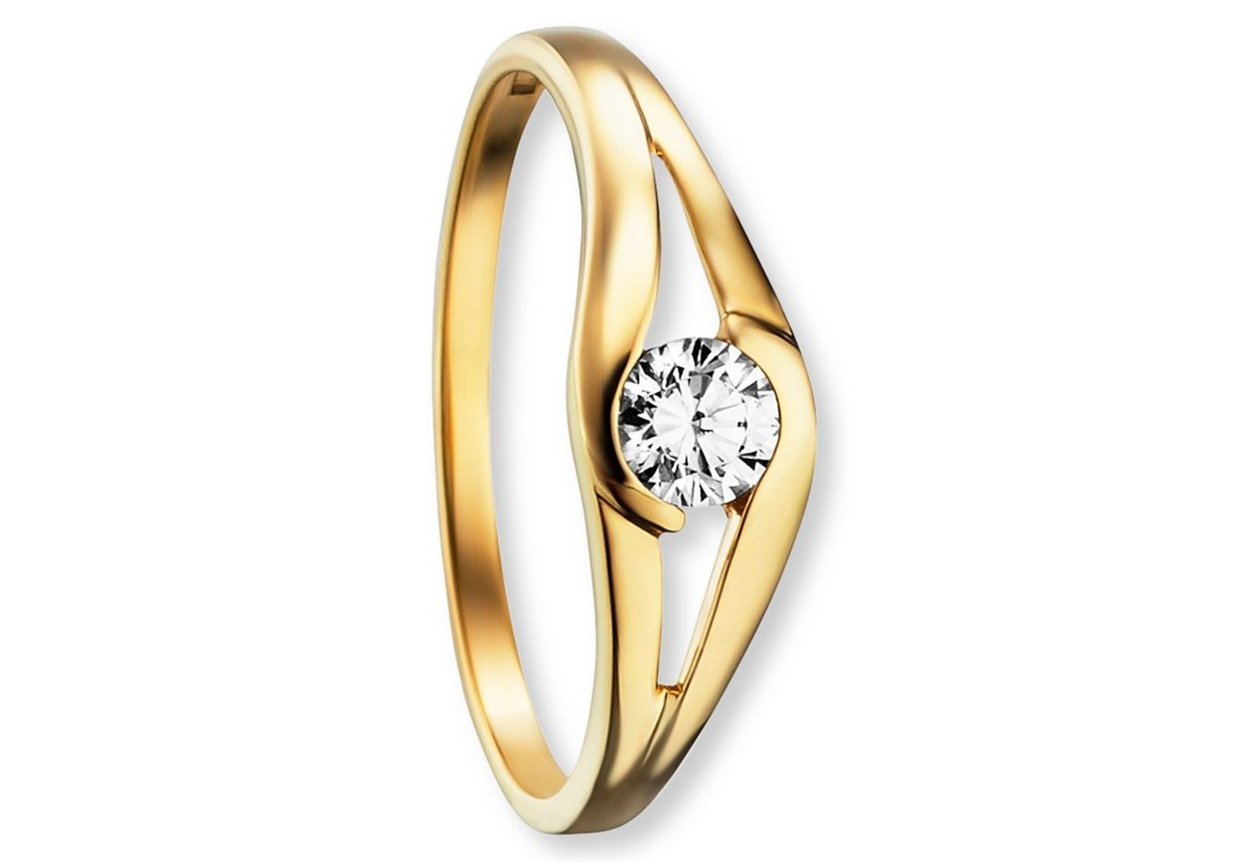 ONE ELEMENT Goldring Zirkonia Ring aus 333 Gelbgold, Zartes Emblem – unaufdringlich und dennoch ausdrucksstark von ONE ELEMENT