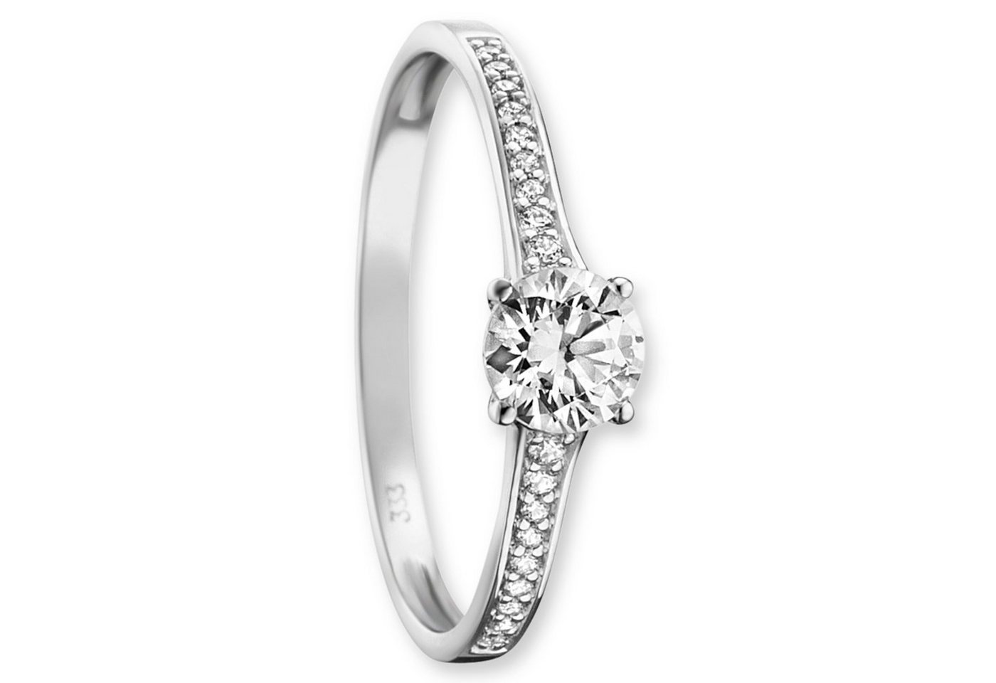 ONE ELEMENT Goldring Zirkonia Ring aus 333 Weißgold, Feine Gestaltung – ein Sinnbild mit ruhiger Eleganz von ONE ELEMENT