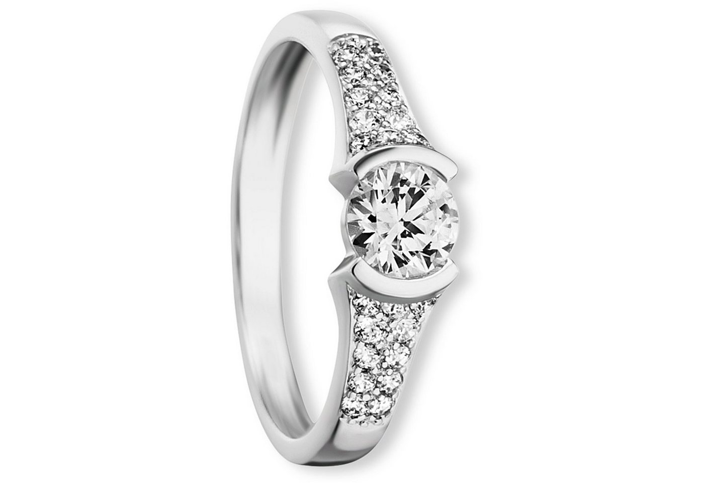 ONE ELEMENT Goldring Zirkonia Ring aus 333 Weißgold, Persönlicher Akzent – schlicht, modern, aussagekräftig von ONE ELEMENT