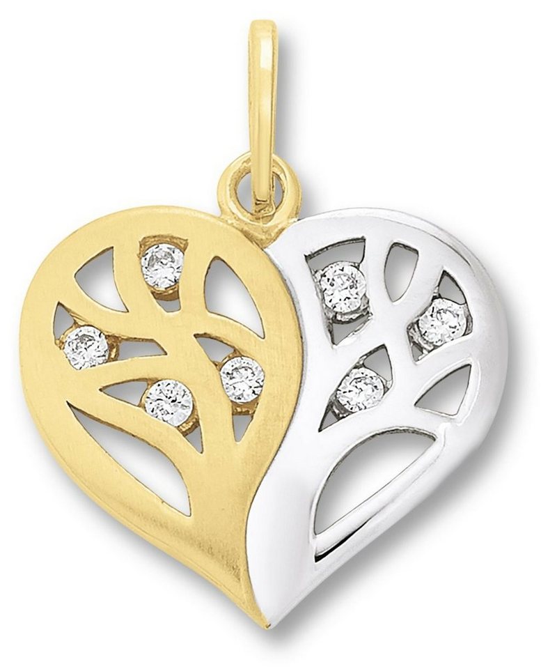 ONE ELEMENT Kettenanhänger Zirkonia Herz Herz Anhänger aus 333 Gelbgold, Damen Gold Schmuck Herz von ONE ELEMENT