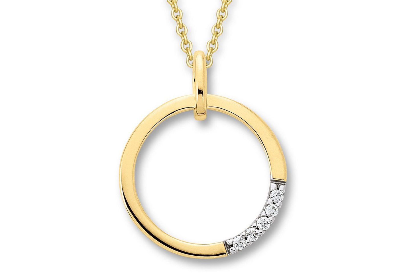 ONE ELEMENT Kette mit Anhänger 0.03 ct Diamant Brillant Anhänger aus 585 Gelbgold, Damen Schmuckset - Set mit verstellbarer Halskette von ONE ELEMENT