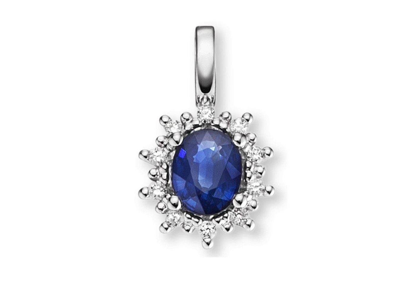 ONE ELEMENT Kette mit Anhänger 0.05 ct Diamant Brillant Safir Anhänger aus 585 Weißgold, Damen Schmuckset - Set mit verstellbarer Halskette von ONE ELEMENT