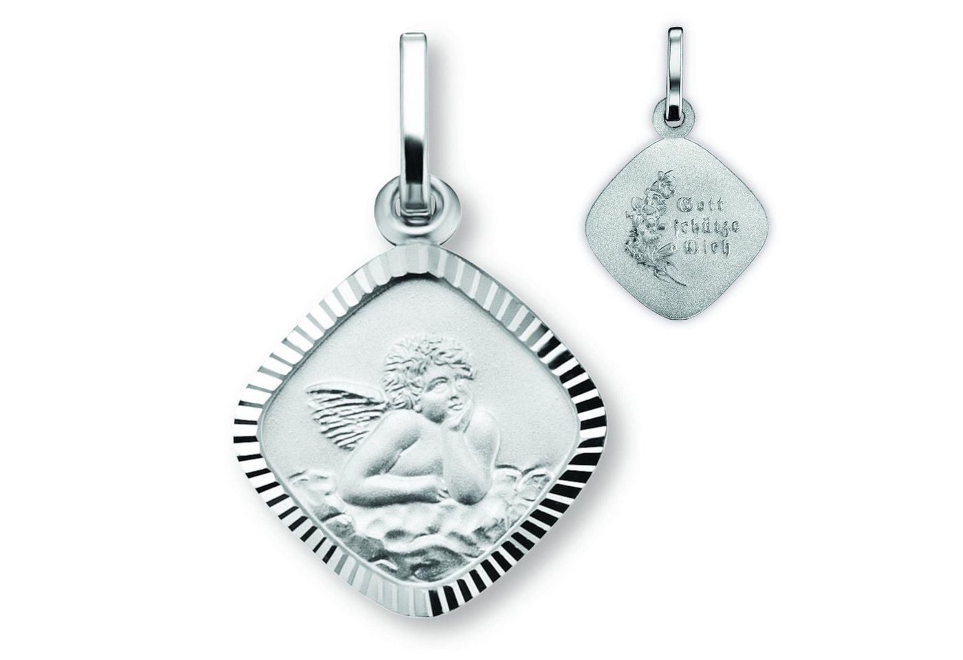 ONE ELEMENT Kette mit Anhänger Schutzengel Anhänger aus 925 Silber, Schmuckset - Set mit verstellbarer Halskette von ONE ELEMENT