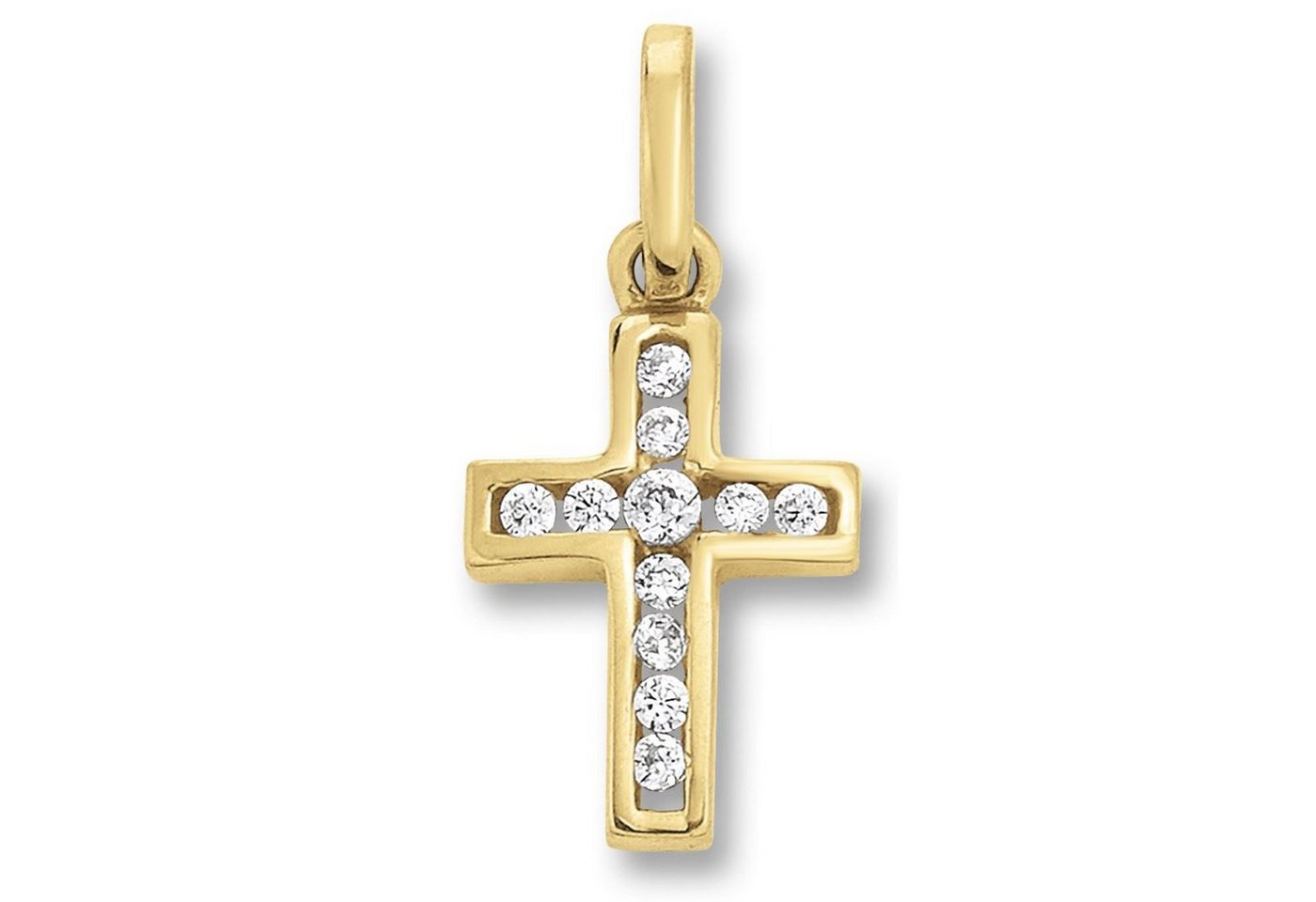 ONE ELEMENT Kette mit Anhänger Zirkonia Kreuz Anhänger aus 333 Gelbgold, Schmuckset - Set mit verstellbarer Halskette von ONE ELEMENT