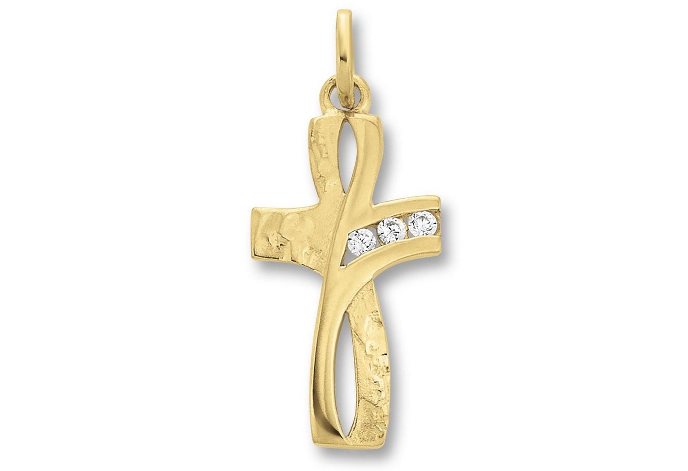 ONE ELEMENT Kette mit Anhänger Zirkonia Kreuz Anhänger aus 333 Gelbgold, Schmuckset - Set mit verstellbarer Halskette von ONE ELEMENT