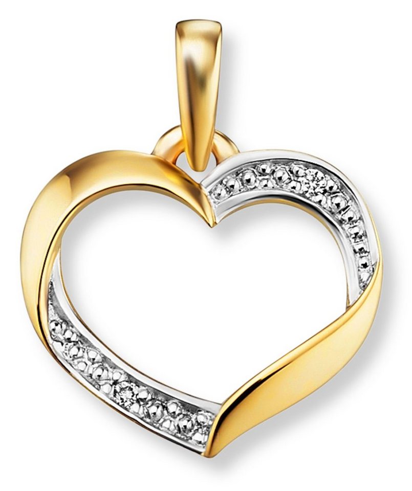 ONE ELEMENT Kettenanhänger 0.01 ct Diamant Brillant Herz Anhänger aus 585 Gelbgold, Damen Gold Schmuck Herz von ONE ELEMENT