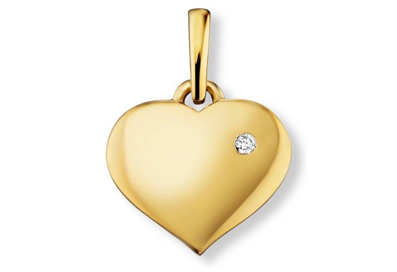 ONE ELEMENT Kettenanhänger 0.01 ct Diamant Brillant Herz Anhänger aus 585 Gelbgold, Damen Gold Schmuck Herz von ONE ELEMENT