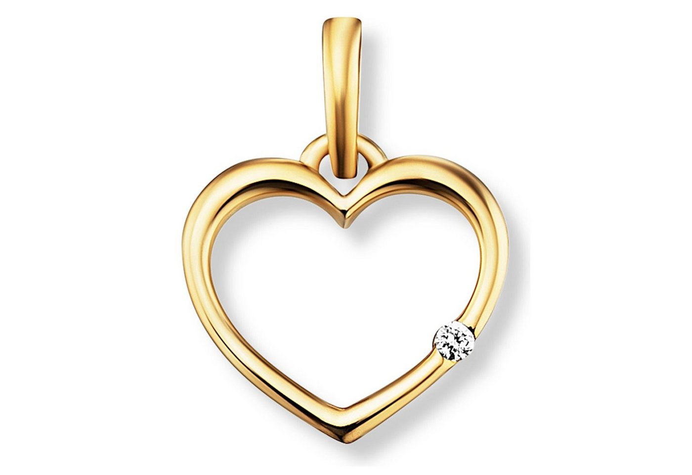 ONE ELEMENT Kettenanhänger 0.01 ct Diamant Brillant Herz Anhänger aus 585 Gelbgold, Fein gearbeitet – edle Brillanz mit Diamantbesatz von ONE ELEMENT